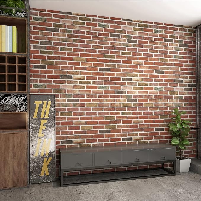 Art3d 20-Pack 105 Sq.Ft Faux Brick 3D Wall Panels Peel and Stick in Red Brown - Image 8