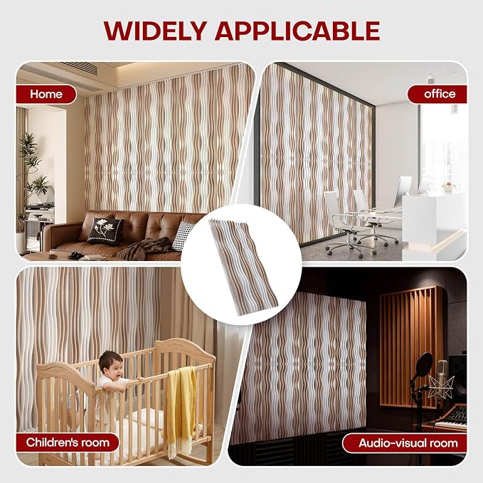 Large Acoustic Wall Panels 47.2"x23.6"x1.57"4-Pack, 3D DIY Wave Sound Proof - Image 6
