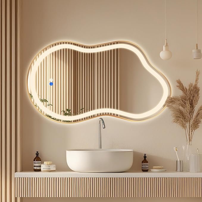 Dorlicecass Irregular Led Bathroom Mirror- Gold 20"x36" Single Piece Vanity - Image 2