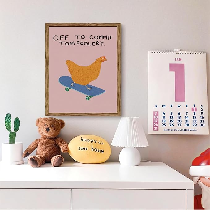 Framed Off to Commit Tomfoolery Wall Art, Vintage Fun Chicken Canvas Print - Image 8