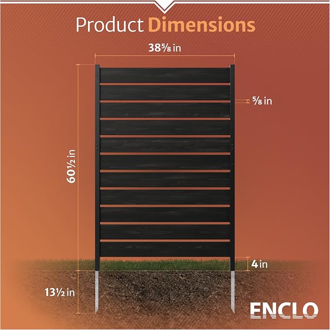 5ft H x 3.2ft W No Dig Charcoal Wood Privacy Screen, Great to Hide Trash Cans - Image 6