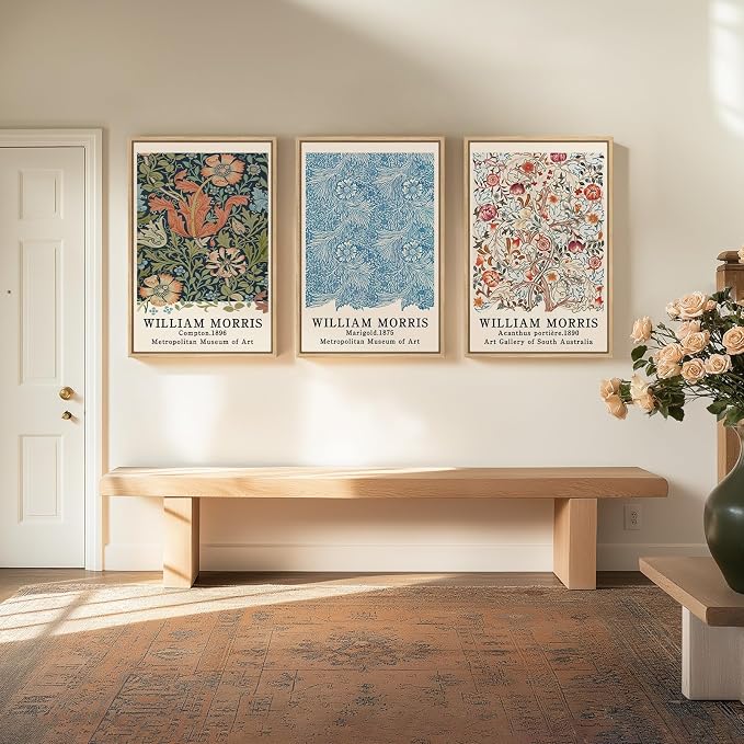 Framed William Morris Wall Art Set of 3, Large Vintage Floral Botanical Canvas - Image 3