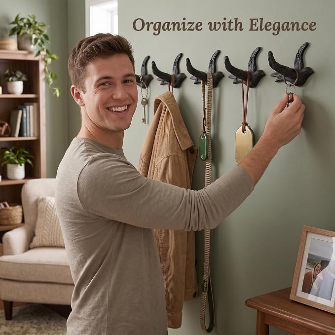 Flying Bird Cast Iron Hooks Non Rusting Interior or Exterior Decorative Wall - Image 8