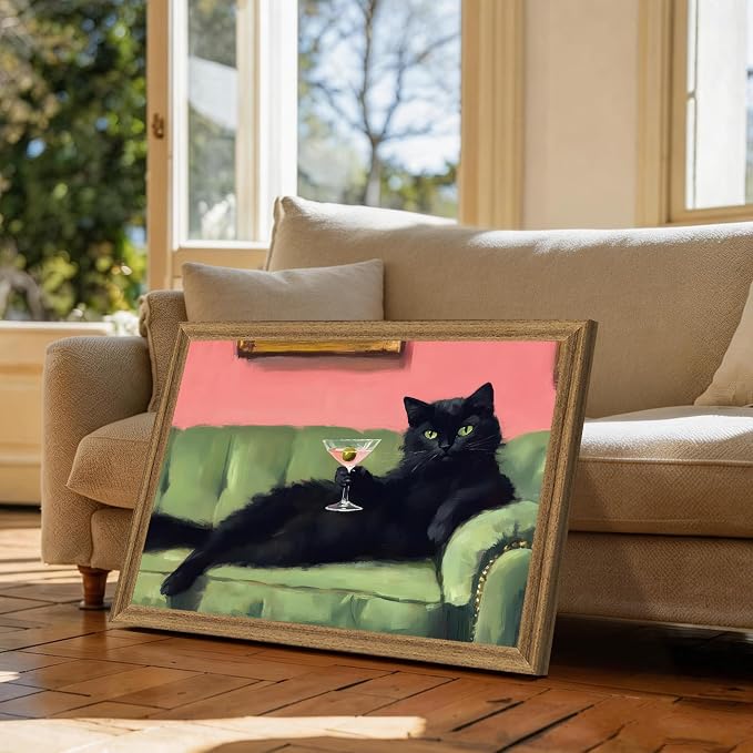 Fantasy Artists Humorous Black Cat Character Wall Art – Relaxed Anthropomorphic - Image 5
