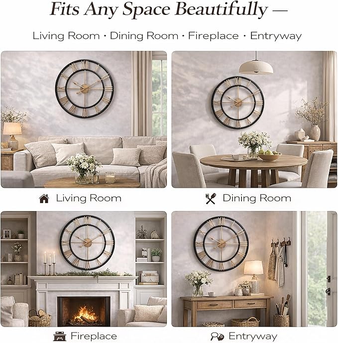 Pytha Sight 30 Inch Extra Large Giant Wall Clock, Oversized Round Silent - Image 7