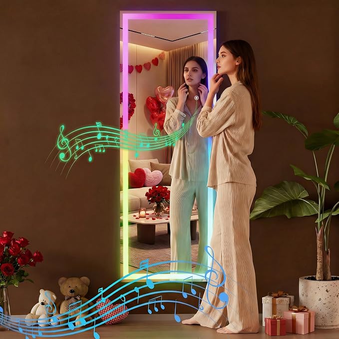 Hasipu 56"x16" LED RGB Bluetooth Full Length Mirror - Image 3