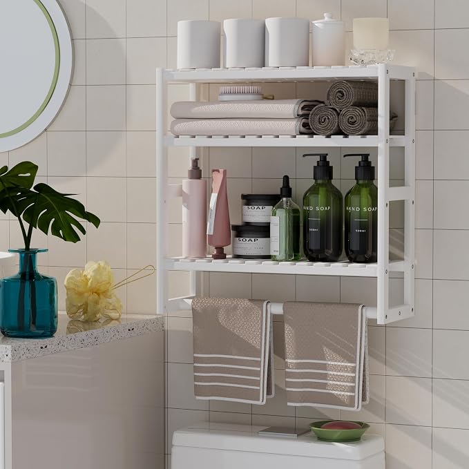 Towel Rack Bathroom Storage Shelves Over The Toilet by PPN
