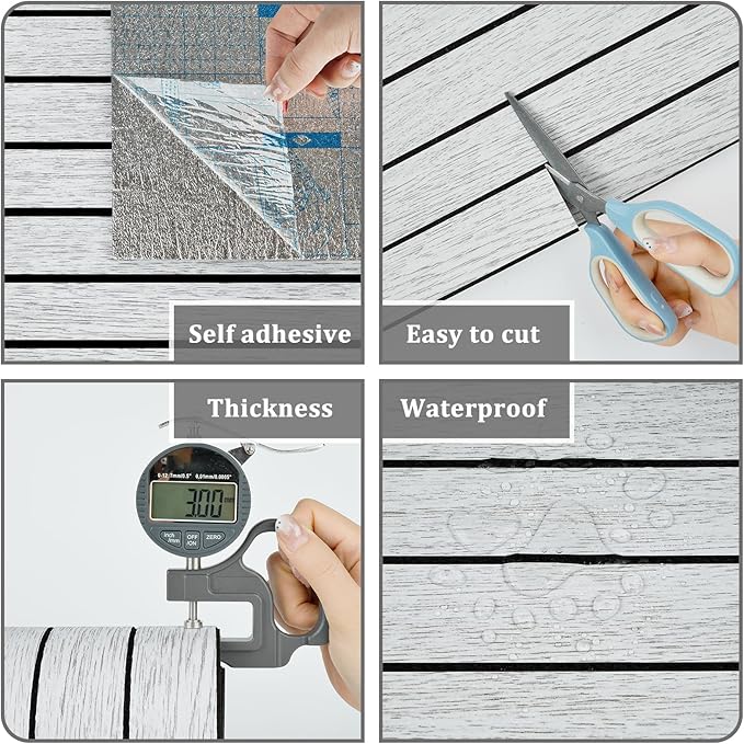 White/Grey Wood Slat Panels for Interior Wall Decor Self Adhesive Textured 3D - Image 4