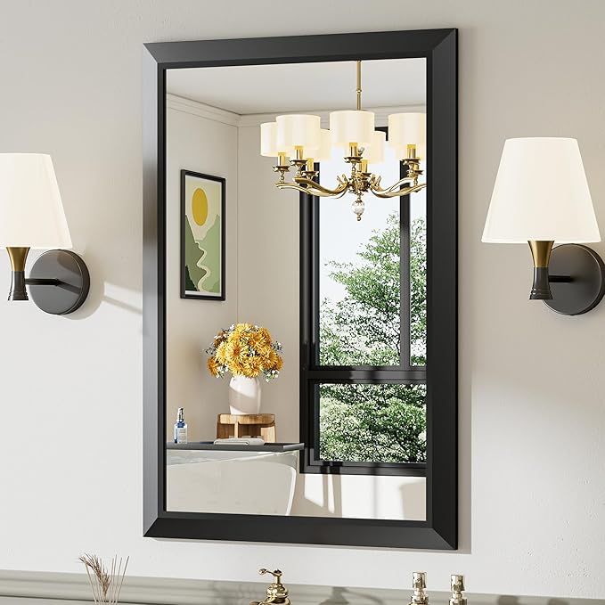 Briivue 24x36 Inch Black Bathroom Mirror by Briivuemodernmirrors