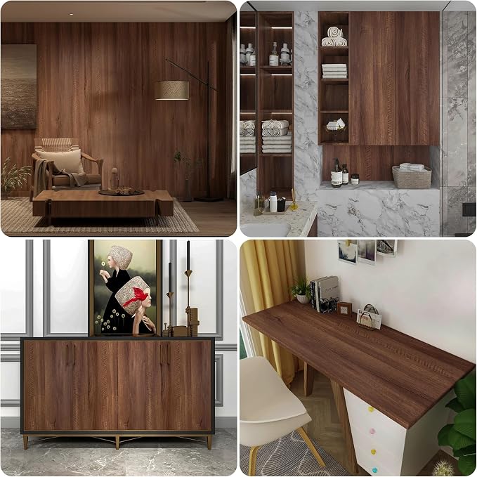 Walnut Wood Contact Paper 16x591 inch Dark Brown Wood Grain Wallpaper Peel and - Image 6