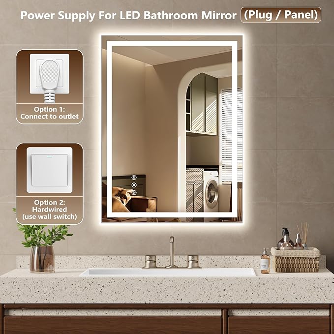 28x36 Inch LED Lighted Bathroom Mirror - Image 5