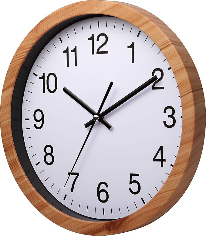 NUOVO 10 Inch Wooden Round Wall Clock Silent & Non-Ticking Retro Wall Clock - Image 6