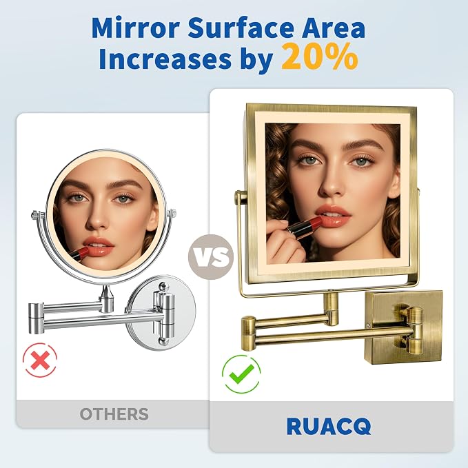 Ruacq Rechargeable Wall Mounted Makeup Mirror - Image 4