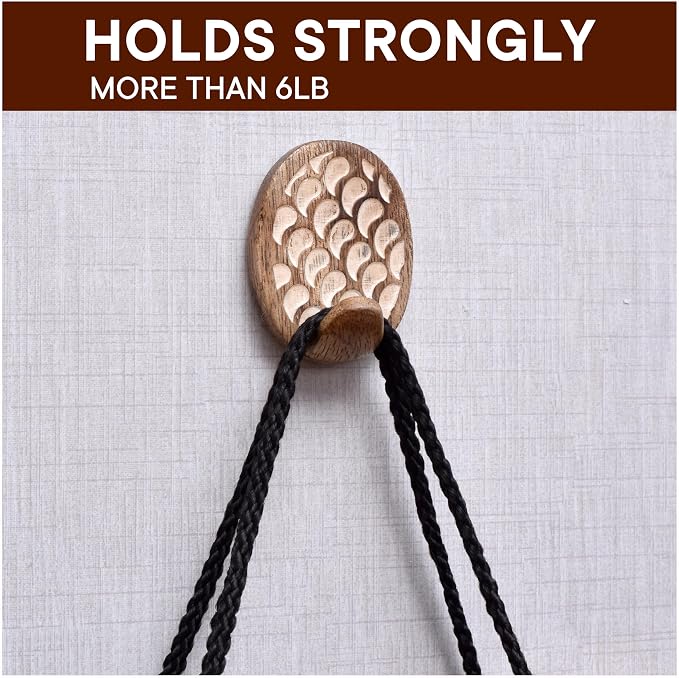 Indian Shelf 6 Lb- 3 Pieces Decorative Wood Adhesive Wall Hooks–Boho Peel and - Image 7
