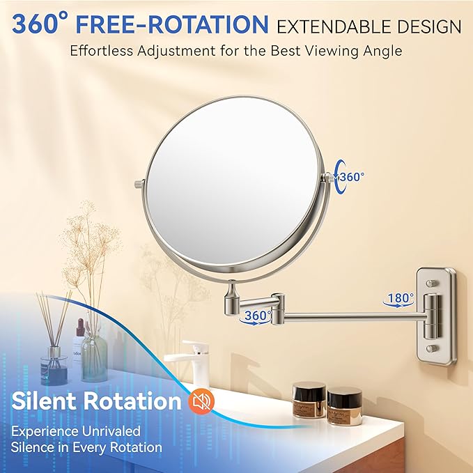 Auxmir 1X/30X Wall Mounted Makeup Mirror, Double-Sided Magnifying Mirror - Image 3