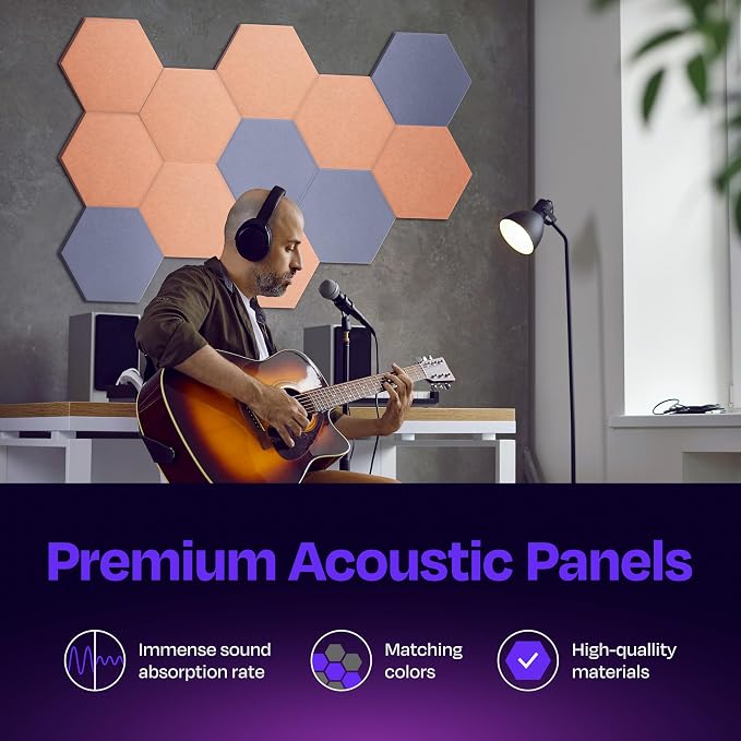 Acoustic Panels 12-Pack Soundproof Wall Panels 14"X12.1"X0.4" Sound Panels High - Image 2