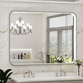 LED Bathroom Mirror with Lights, 48x36 Inch Brushed Silver Framed Lighted by FTOTI