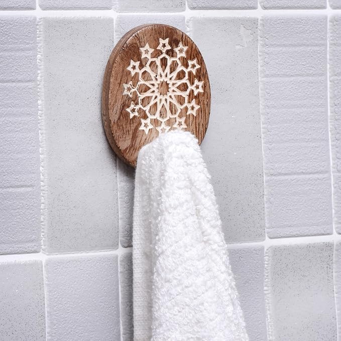 Indian Shelf 6 Lb- 6 Pieces Decorative Wood Adhesive Wall Hooks–Boho Peel and - Image 7
