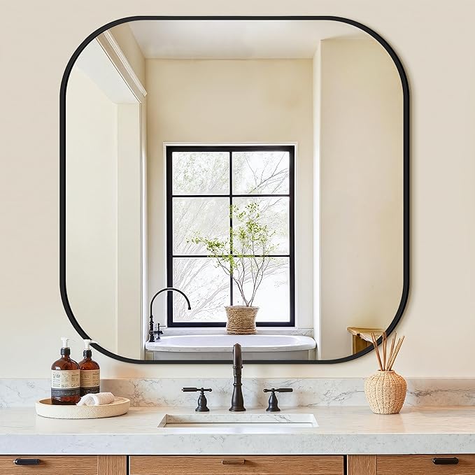 Bathroom Mirror for Wall, HD Reflection Shatterproof Square Mirror for Living by Unknown