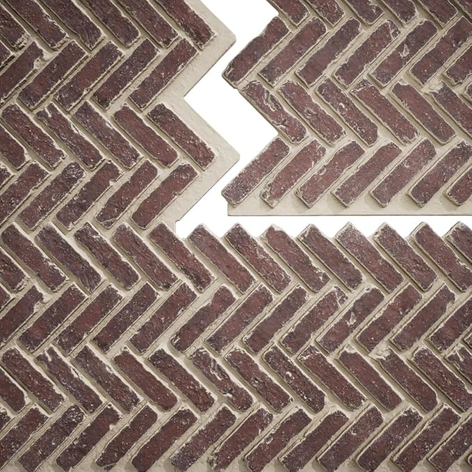 EverStone Herringbone Faux Brick Panel, 46 1/2"W x 25 1/4"H x 1"D, Merlot Color - Image 9
