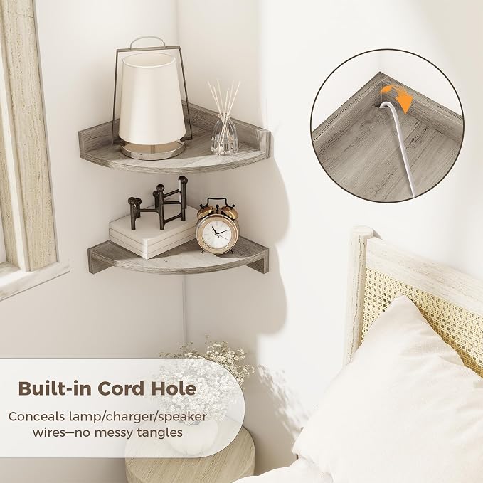 Corner Shelves 3-Pack for Bathroom & Kitchen, Space-Saving Floating Corner Wall - Image 3