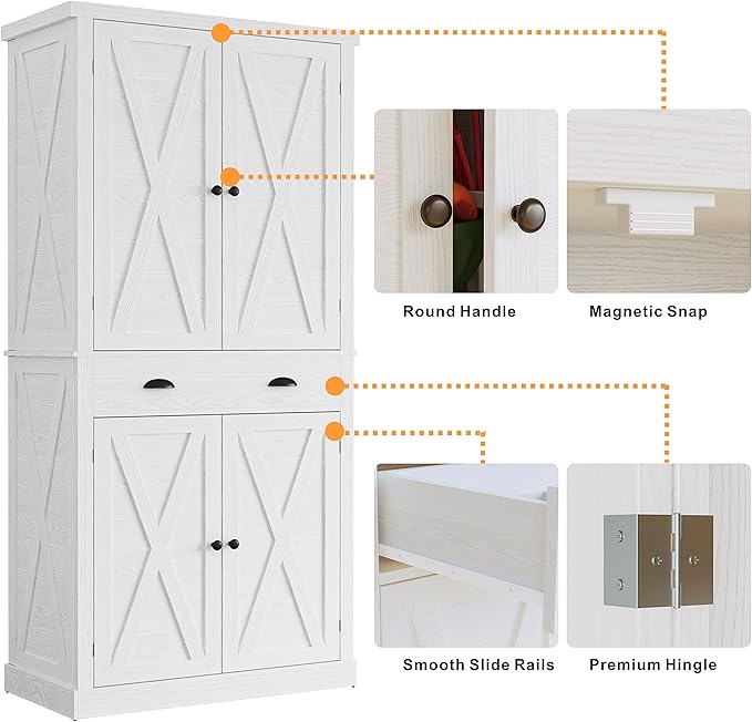 IRONCK Kitchen Pantry Storage Cabinet 72.6" H x 24" W, - Image 6