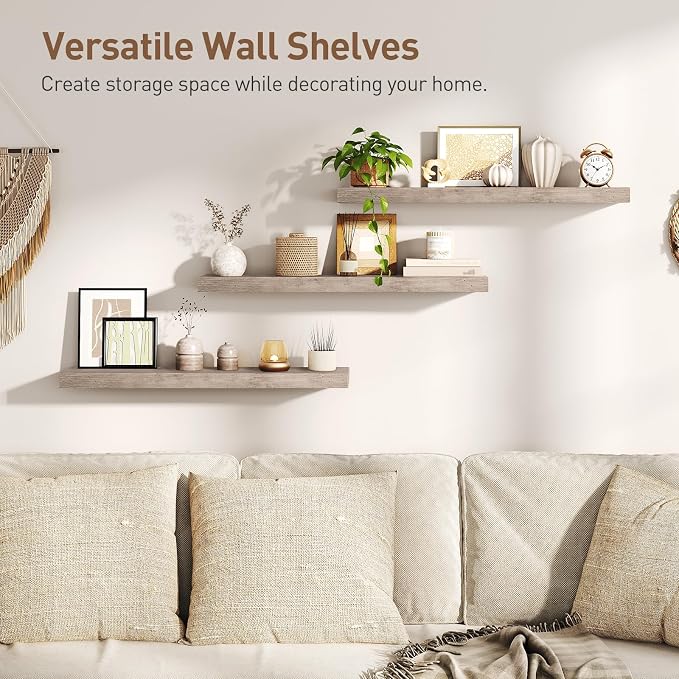 RALGEND Floating Shelves for Wall, 1.5" Thick Wall Shelf Set of 3 - Image 4