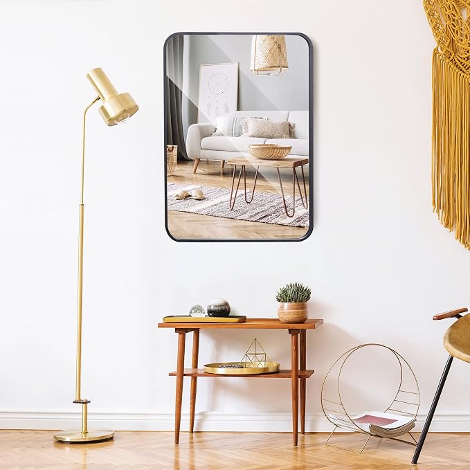 ZenStyle Black Metal Framed Rectangular Wall Mirror 22" x 30" Bathroom Mirror - Image 9