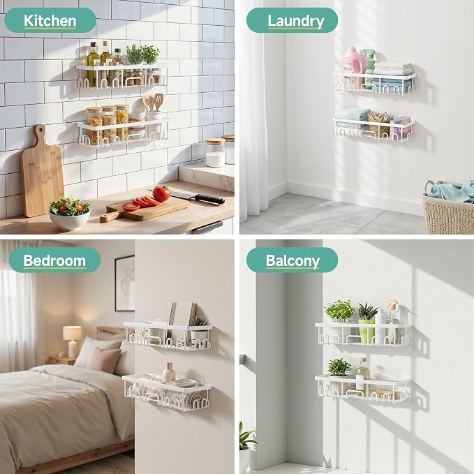 Veken 6-Pack Rustproof&Waterproof Shower Caddy, Adhesive Shelves Rack - Image 8