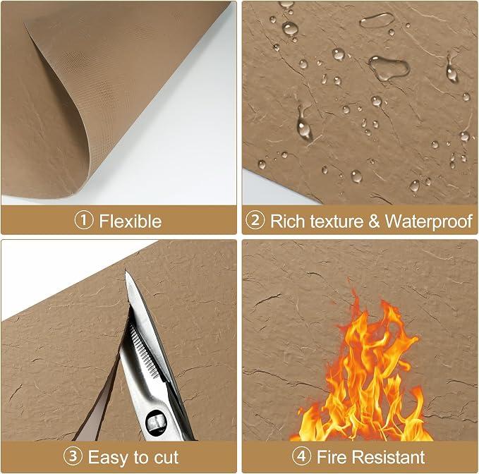 KASARO 3D Faux Stone Wall Panels, Modified Clay Material, Accent - Image 4