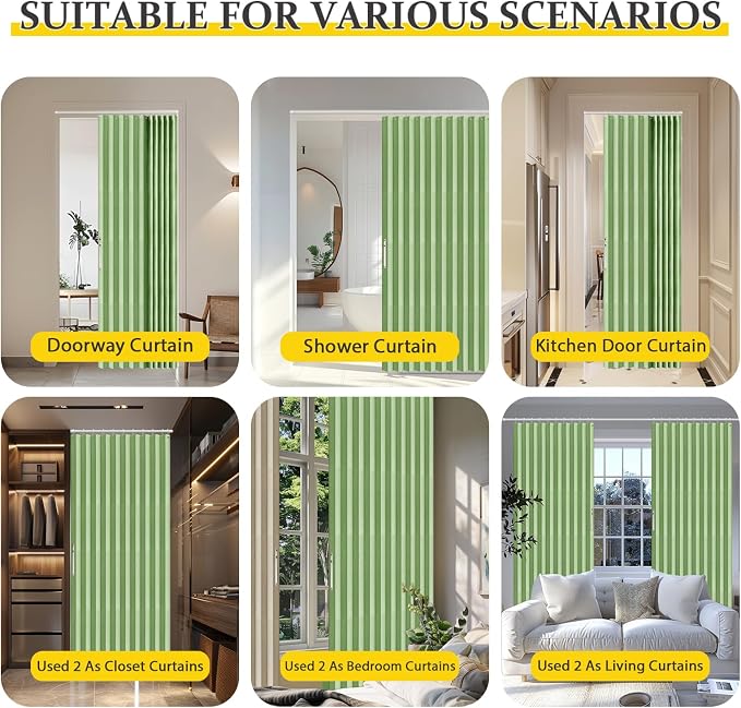 AJAZZ 100% Blackout Magnetic Door Curtain Accordion Doors Interior Folding - Image 5