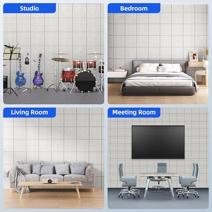 20 Pack Acoustic Panels with Self Adhesive, Soundproof Wall Panels, Square - Image 5