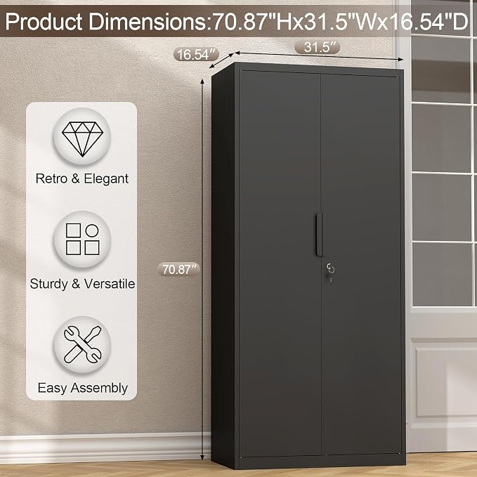 GREATMEET Metal Garage Storage Cabinets, Utility Cabinet - Image 3