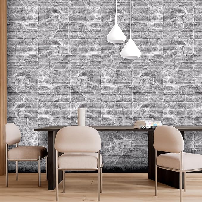 YU LI 3DH 3D Wall Panels Peel and Stick Faux Stone Wall Panel White 20-Pack - Image 2