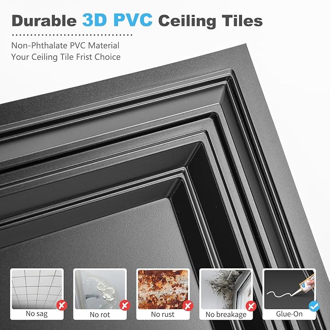 Art3d Drop Ceiling Tiles 48x24, Decorative PVC Ceiling Panels, Waterproof - Image 2
