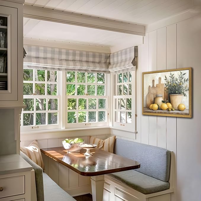 Wood Framed Vintage Kitchen Wall Art, Rustic Farmhouse Artwork Canvas Posters - Image 4