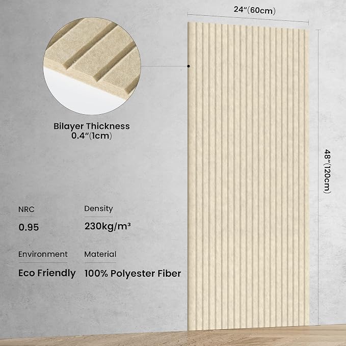 10 Pack Large Acoustic Panels, 47.2 x 23.6 x 0.35 Inch Sound Proof Foam Panels - Image 2