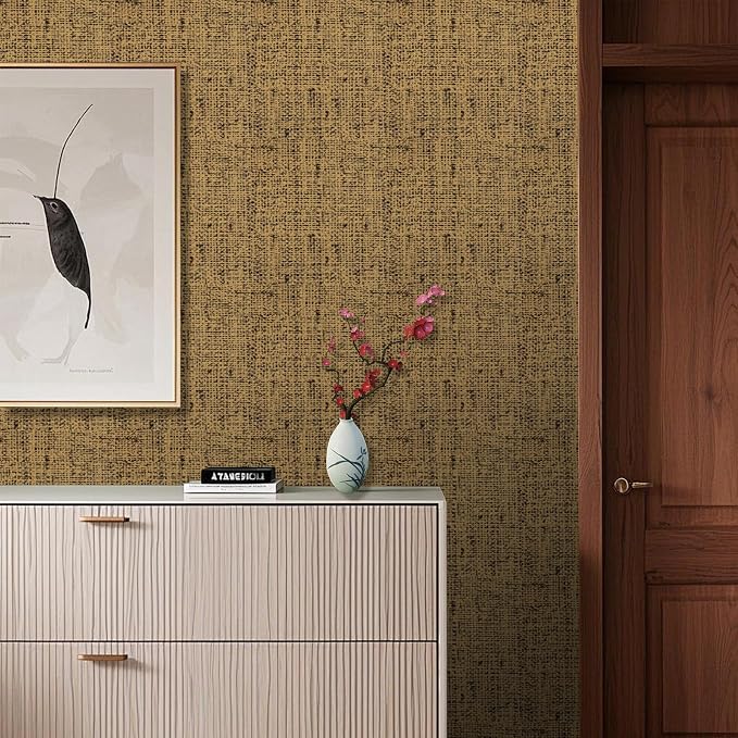 Grasscloth Peel and Stick Wallpaper 15.75x196.85inch Vintage Brown Removable - Image 5