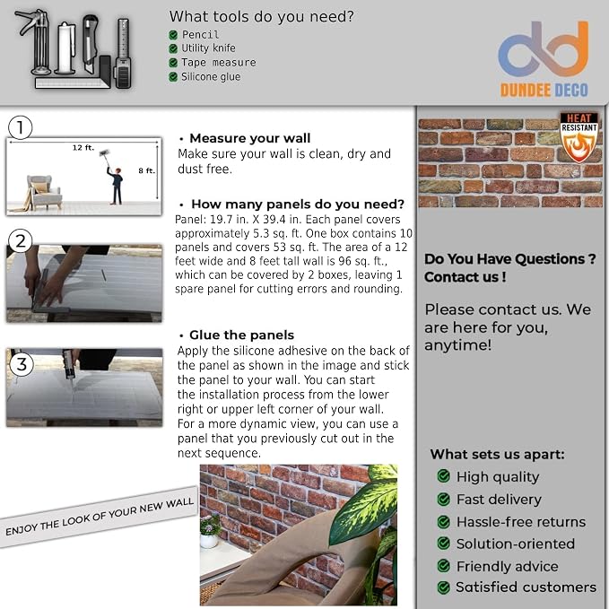 Dundee Deco 3D Wall Panels Faux Brick - Image 7