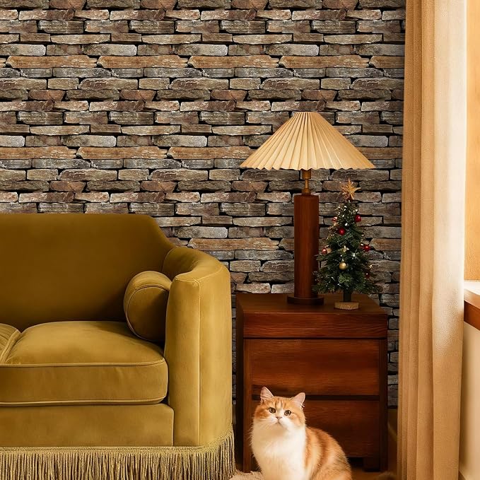 3D Faux Stone Wall Panels Peel and Stick, Stone-Look Textured Wall Sticker - Image 2