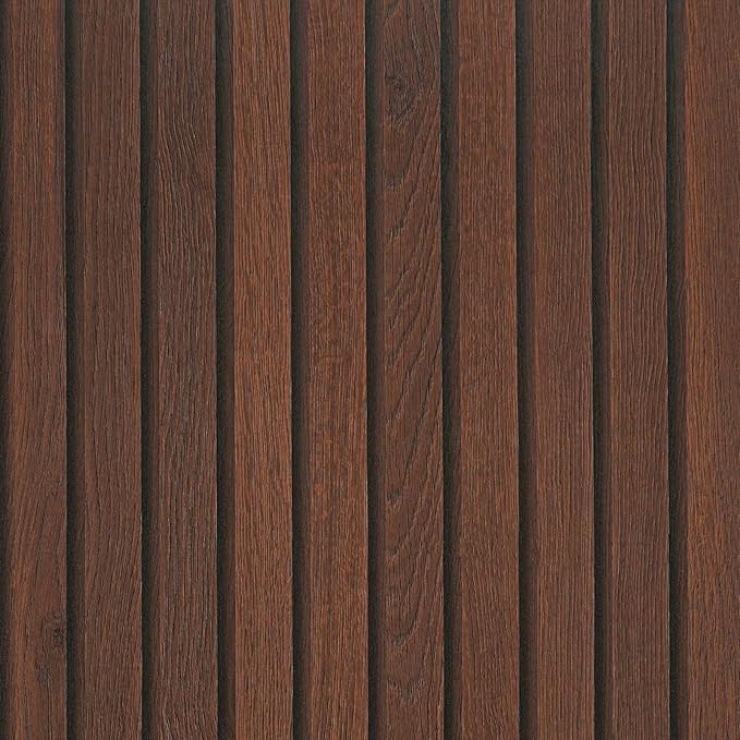 VEELIKE Wide Dark Walnut Wood Slat Peel and Stick Wallpaper Wood Contact Paper by VEELIKE