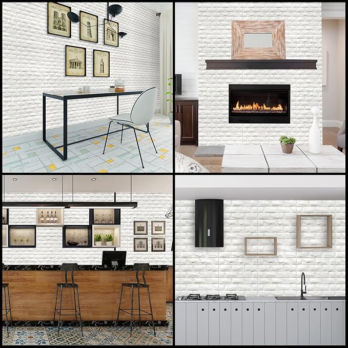 YU LI 3DH 3D Wall Panels Peel and Stick 20PCS White Foam Brick Wallpaper - Image 4