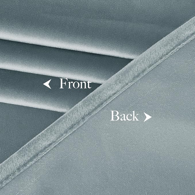 NICETOWN Stone Blue Velvet Curtains & Drapes 108 inches Long - Image 8