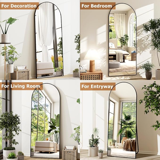 GLSLAND-21x64 inch Arched Full Length Mirror-Aluminum Alloy Frame High - Image 6