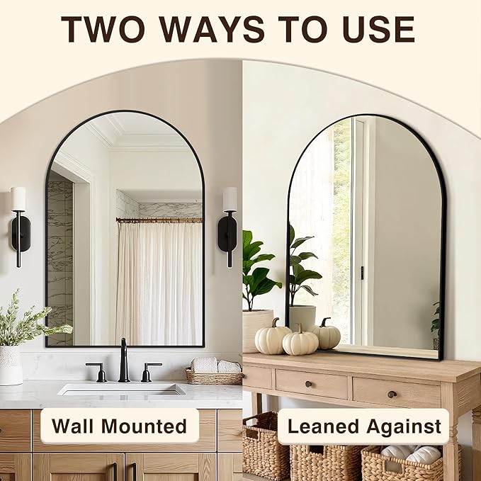 Vanity Bathroom Mirror for Wall, 2 Pack 36”x24” Arched Bathroom Mirror for Over - Image 6