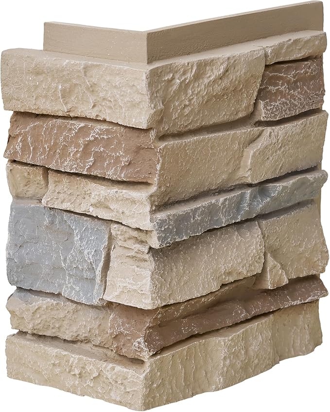 1.77 Inch Deep 3D Faux Stone Corner Panels Matching 2 Piece Set - Image 3