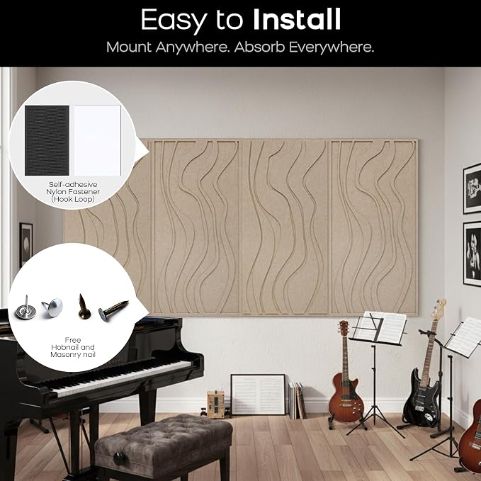BUBOS 4 Pack Large Acoustic Panels, Total-Size 47.2 x 23.6 Inches Soundproof - Image 8