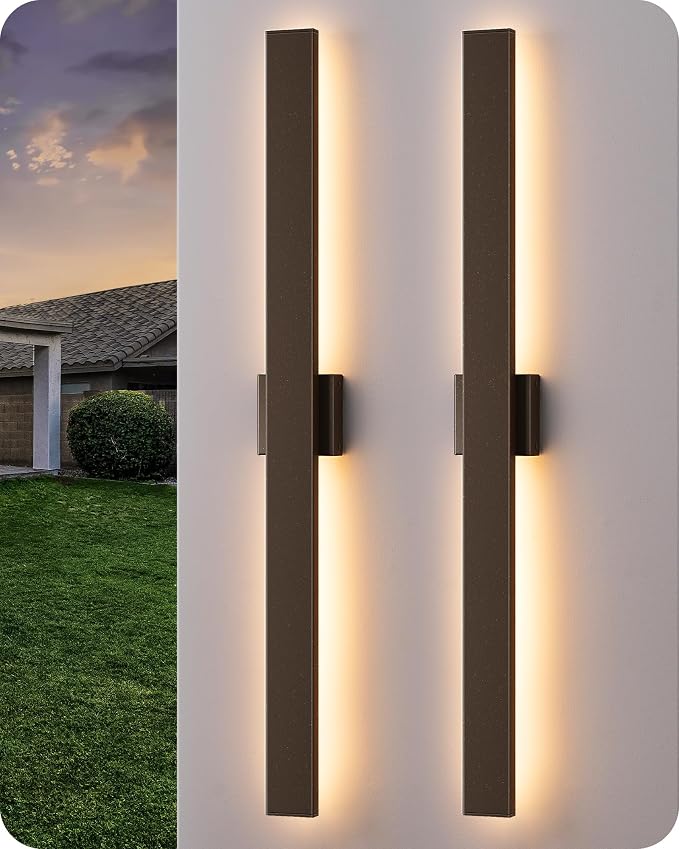 EDISHINE 2 Pack Modern Outdoor Wall Lights Dimmable, 39.3" Rectangular Outdoor by EDISHINE