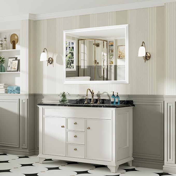 48x36 Inch White Bathroom Mirror - Image 3