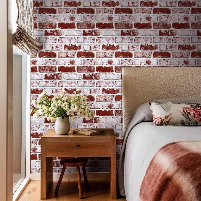 3D Peel and Stick Faux Brick Wall Panels 11.8" x 11.8" 10-Pack Red, Small - Image 8